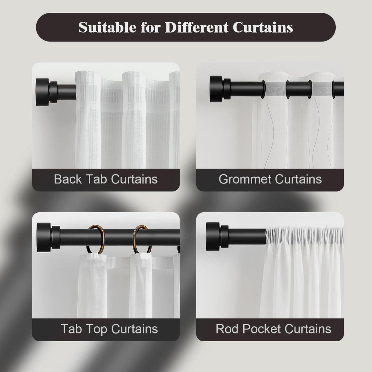 Oneach rod features decorative ends to elevate room styling.