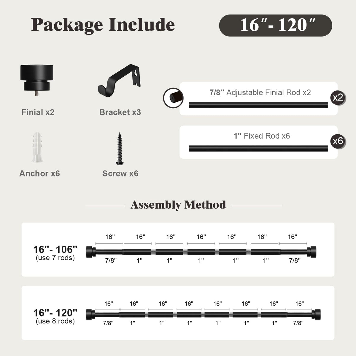 Oneach overlap measurement guide helps panels stack neatly when opened.
