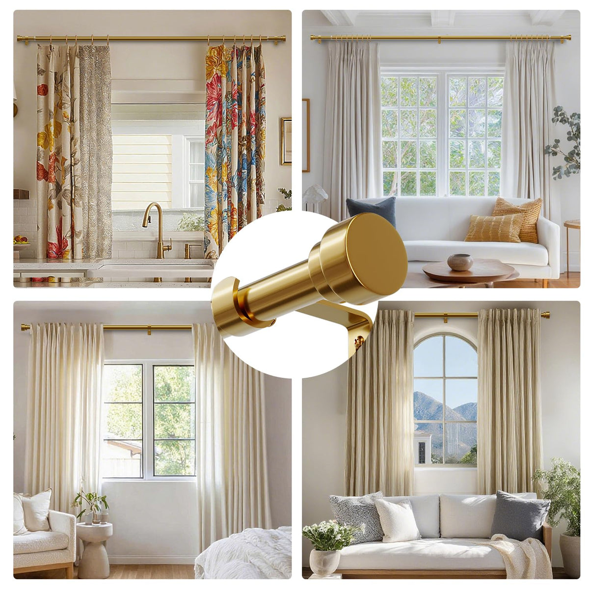 Oneach heavy duty curtain rod supports up to 33 lb with drapes.