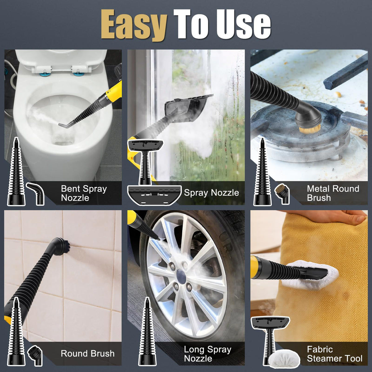 OneAmg steam cleaner in kitchen use showing chemical-free steam cleaning