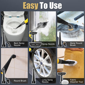 OneAmg steam cleaner in kitchen use showing chemical-free steam cleaning