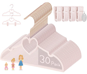 OneDream pink velvet baby hangers 11inch prevent slipping and keep outfits neat.