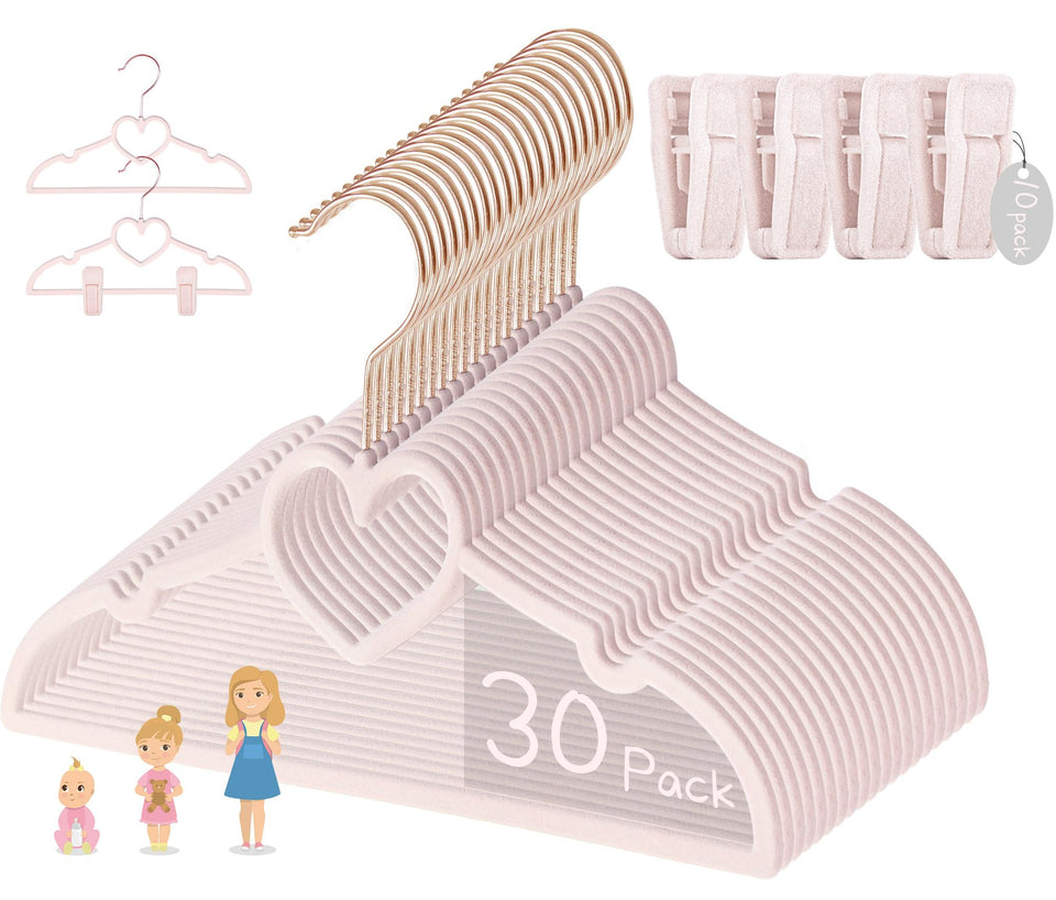 OneDream pink velvet baby hangers 11inch prevent slipping and keep outfits neat.
