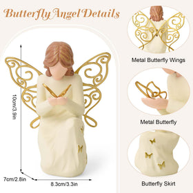 OneGift angel-statue-butterfly-details enhances mantel decor with calming presence.