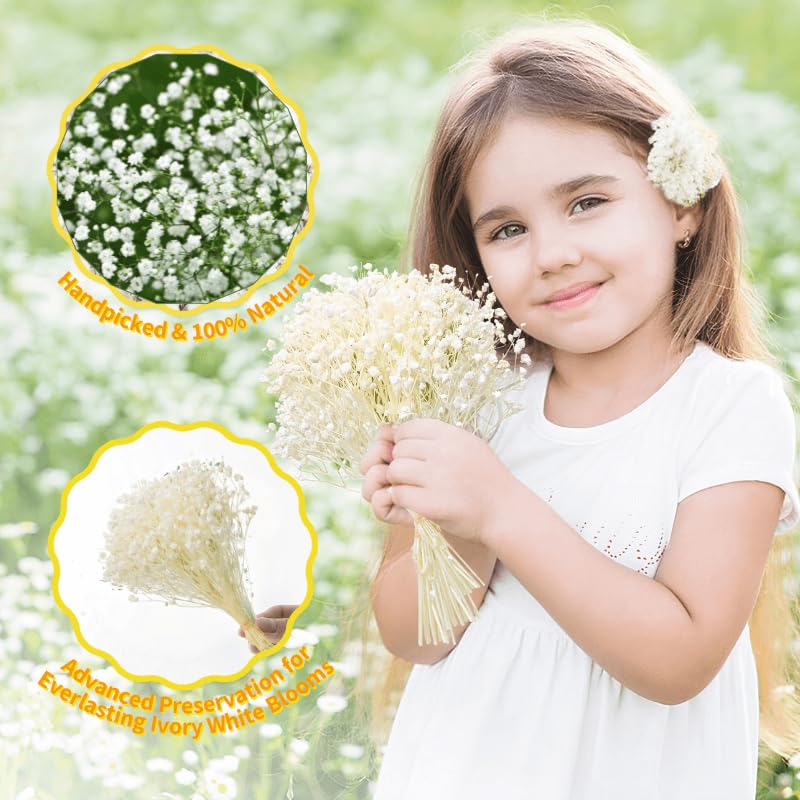Oning 6-inch mini baby's breath bouquet in ivory white for weddings