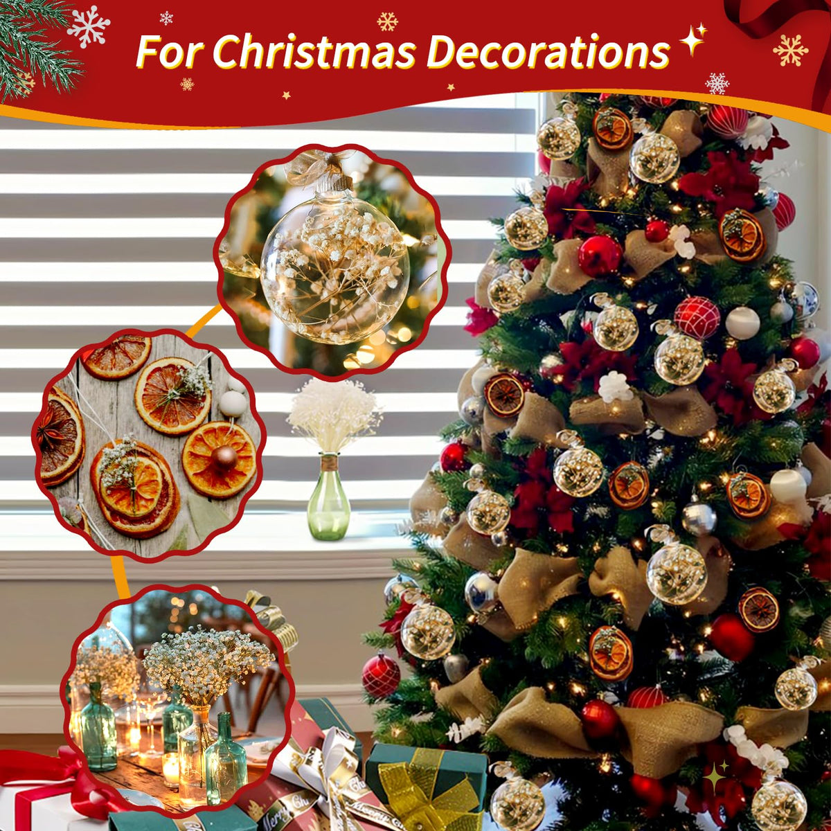 Oning Christmas tree decor using ivory baby's breath for soft charm