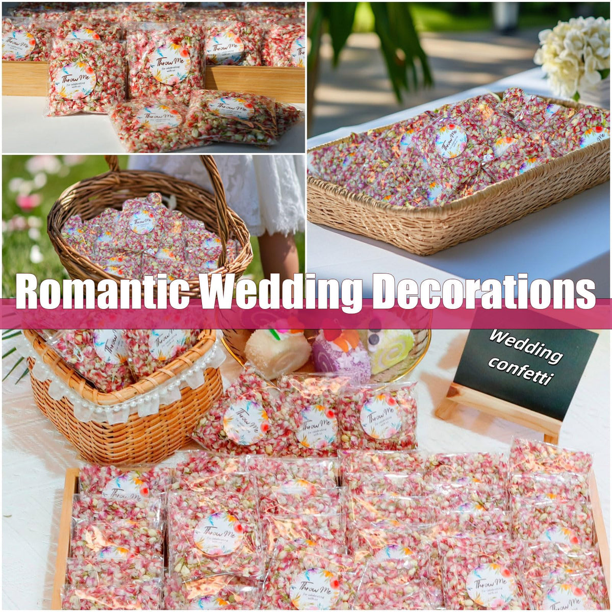 Oning pink dried petals confetti creates romantic, photogenic moments