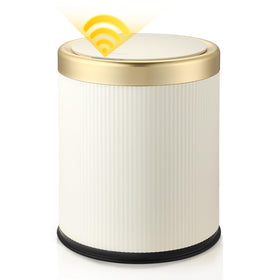 onlcuk automatic motion sensor trash can with lid in white, hands-free use