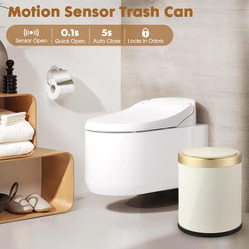 onlcuk bathroom trash can 2.8 gallon with modern striped body and gold trim