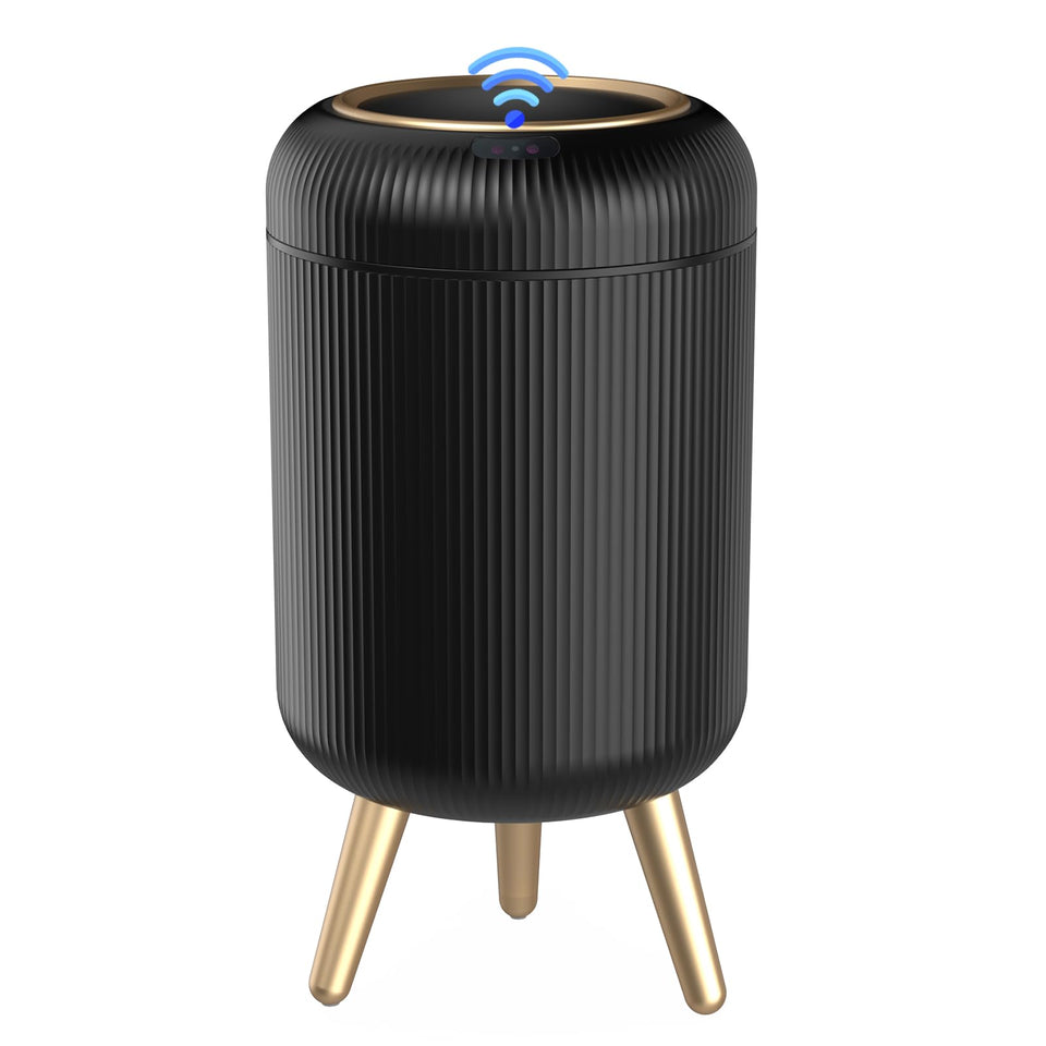 onlcuk bathroom trash can with motion sensor lid, front view for touchless use.