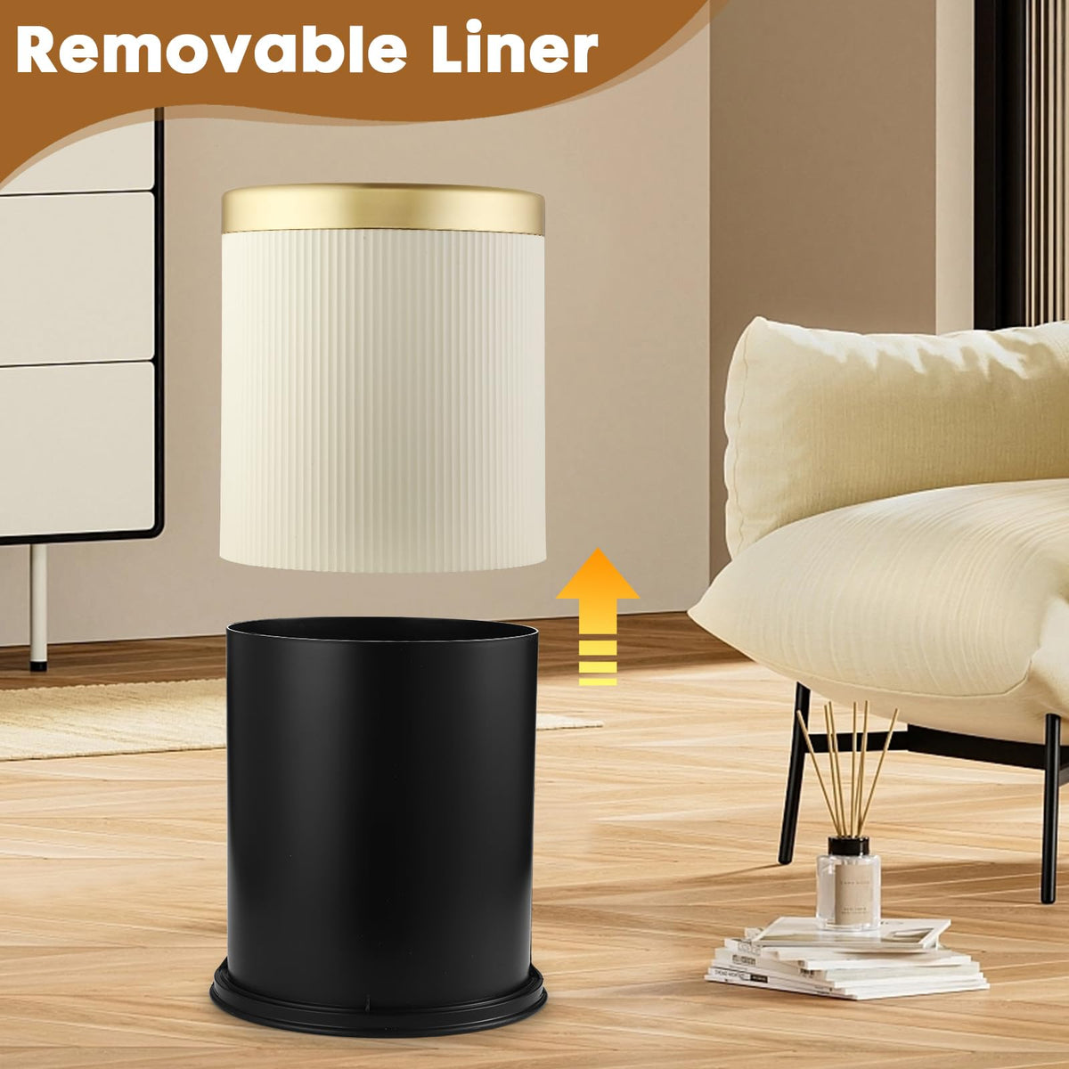 onlcuk quiet operation trash can minimizes noise when in use
