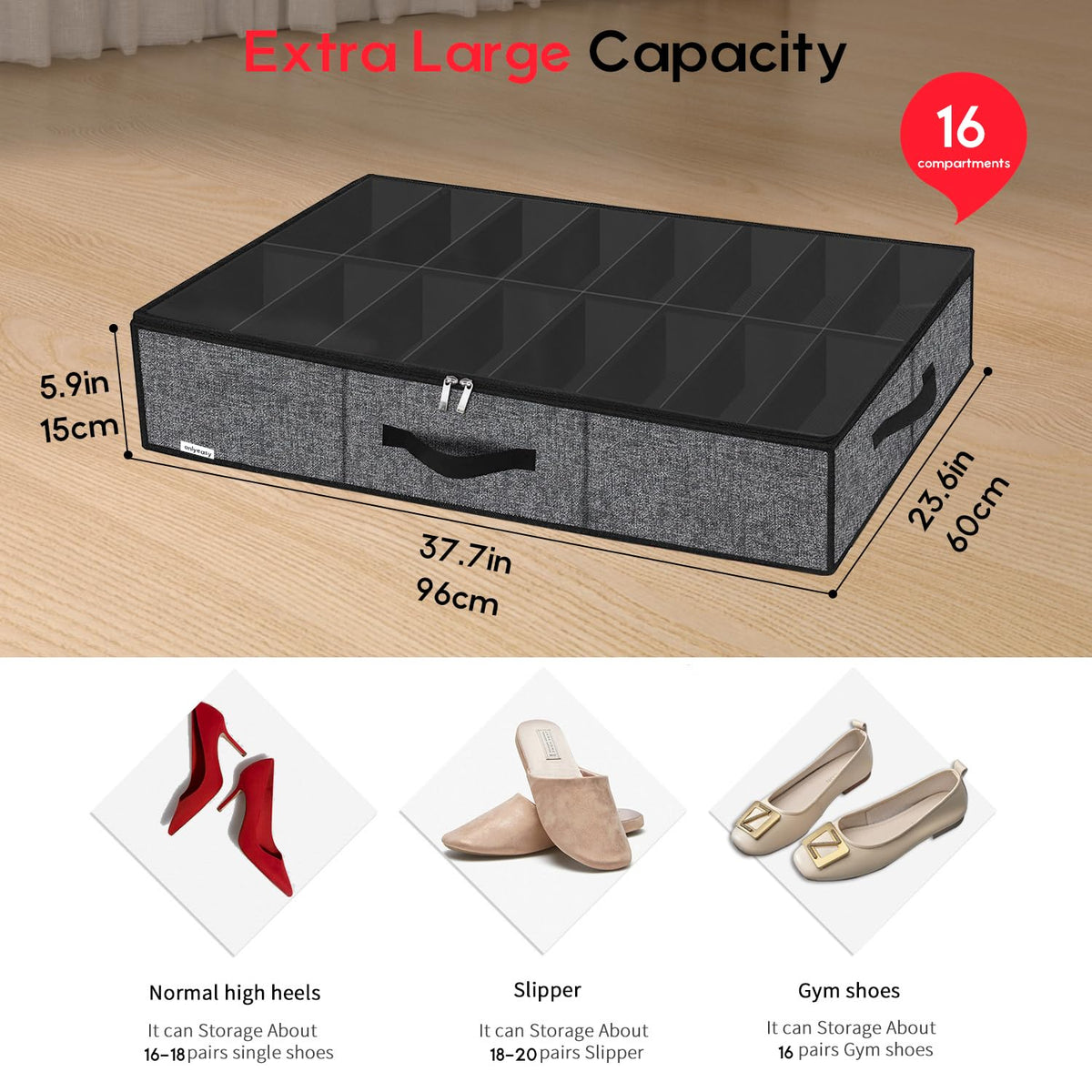 Onlyeasy foldable shoe organizer saves space while storing up to 32 pairs.