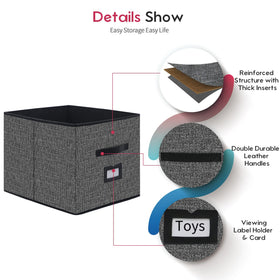Onlyeasy storage cubes with reinforced leather handles for easy carrying.
