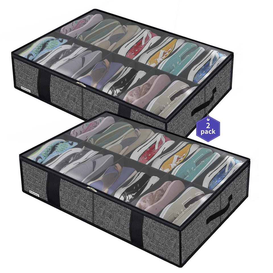 Onlyeasy under-bed shoe storage two-pack preserves neat shoe stacking.