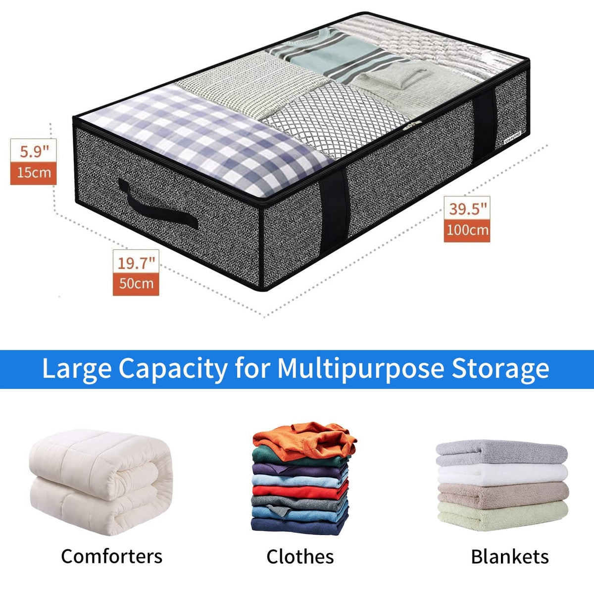 Onlyeasy under-bed bag with clear window for quick content check.