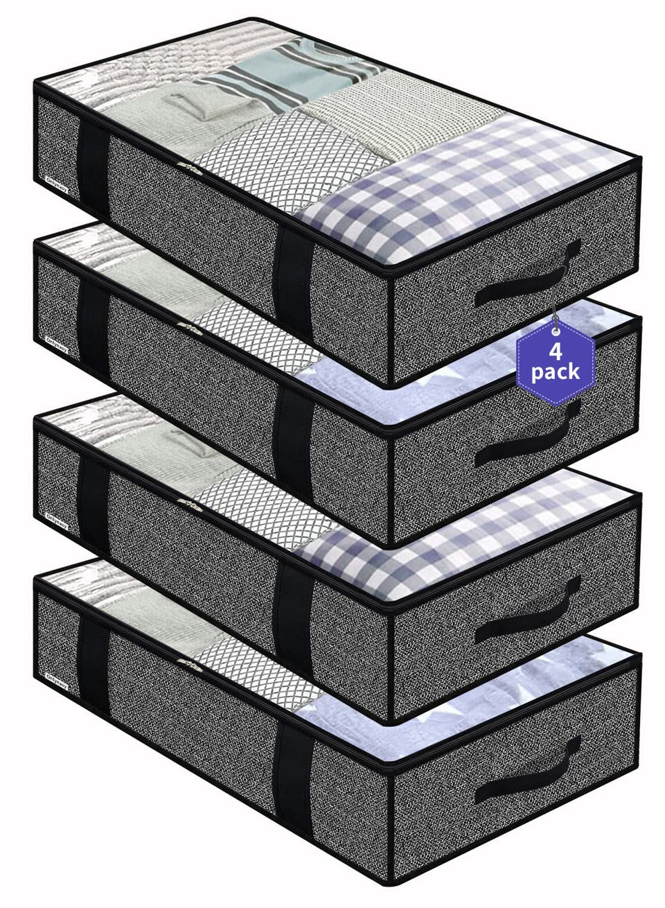 Onlyeasy under-bed bags folded compactly for space-saving organization.