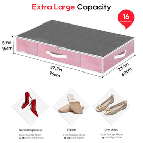 Onlyeasy under-bed organizers showing interior shoes at a glance through the window.