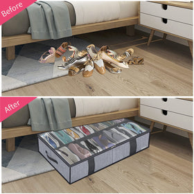 Onlyeasy under-bed storage compartments keep kids' and adults' shoes neatly separated