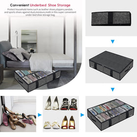 Onlyeasy under-bed shoe storage double-zip closure ensures reliable opening.
