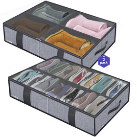 Onlyeasy under-bed storage front view showing organized shoes at a glance