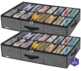 Onlyeasy under-bed shoe storage with a clear window for quick visibility.
