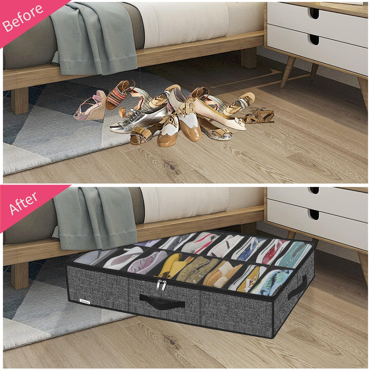 Onlyeasy storage bag with a transparent window to spot shoes quickly.