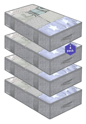 Onlyeasy underbed storage bags 4-pack foldable design for tidy clothes.