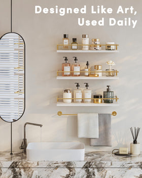 Onlysky 3-pack bathroom shelves complement decor while keeping essentials nearby.