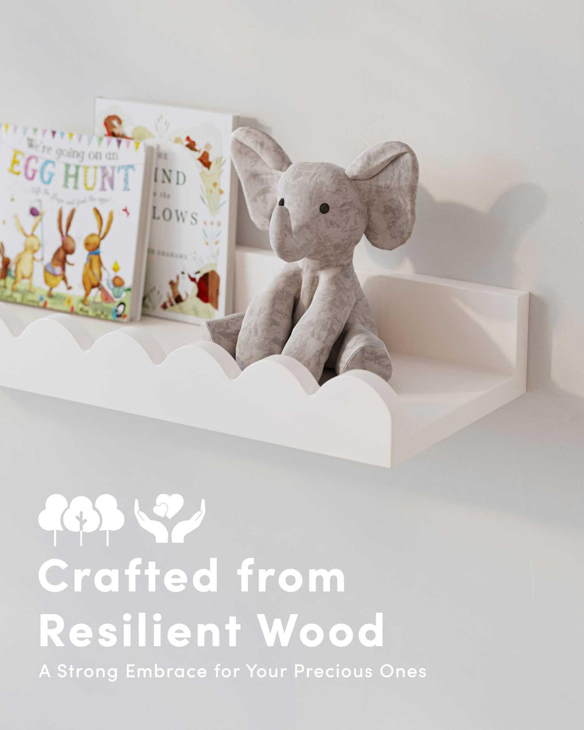 Onlysky floating wall shelves support toddler-friendly book browsing at the perfect height.