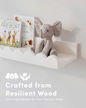 Onlysky floating wall shelves support toddler-friendly book browsing at the perfect height.