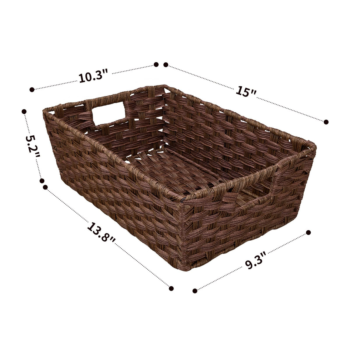 Onlytak brown woven storage basket stacked design saves space when not in use.
