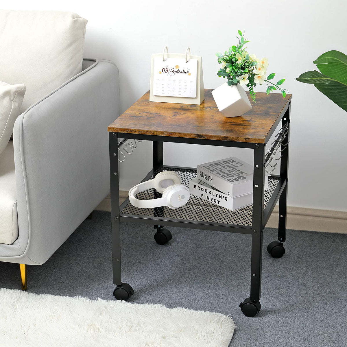 Onlytak Rustic End Table dimensions and footprint for compact spaces