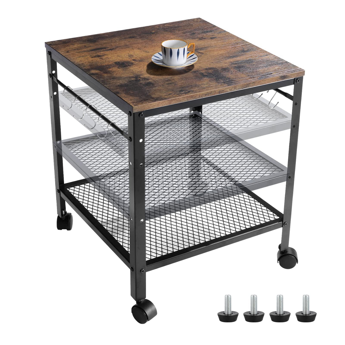 Onlytak Rustic End Table front view showing 2-tier design and sturdy frame