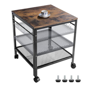 Onlytak Rustic End Table front view showing 2-tier design and sturdy frame