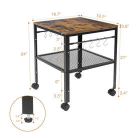 Onlytak Rustic End Table side view shows adjustable shelf heights