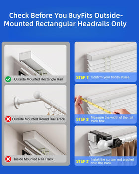 Onneka headrail compatibility for 1.3-2 inch rectangular headrails.