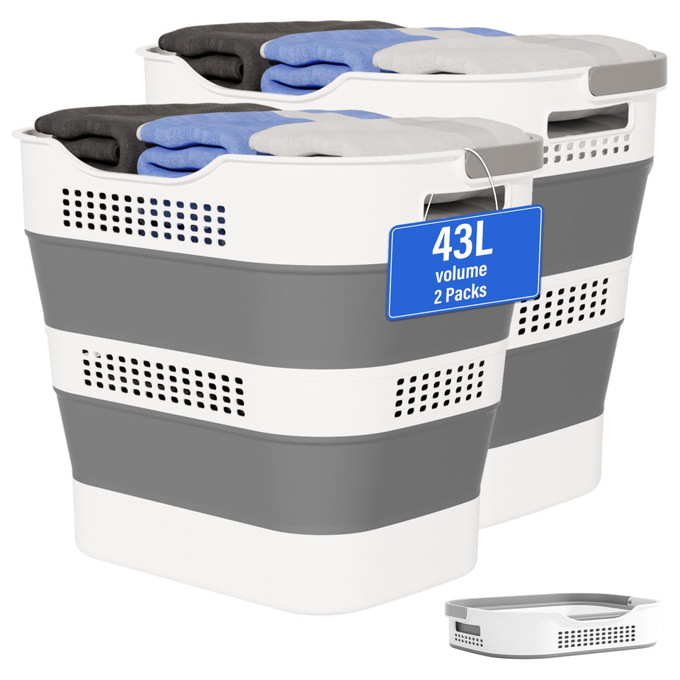 OOAMBB 43L collapsible basket folded for compact storage in small spaces.