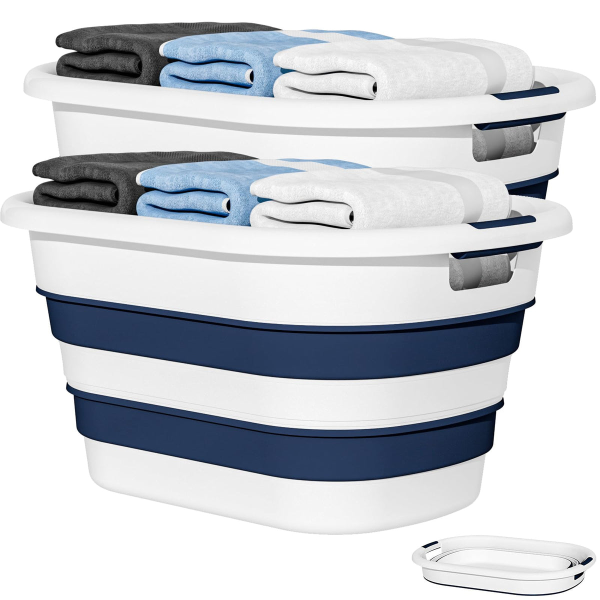 OOAMBB 43L blue collapsible laundry basket two-pack for laundry storage