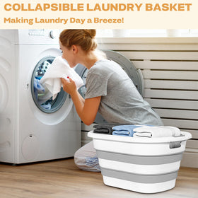 OOAMBB collapsible laundry basket with durable plastic for daily use.
