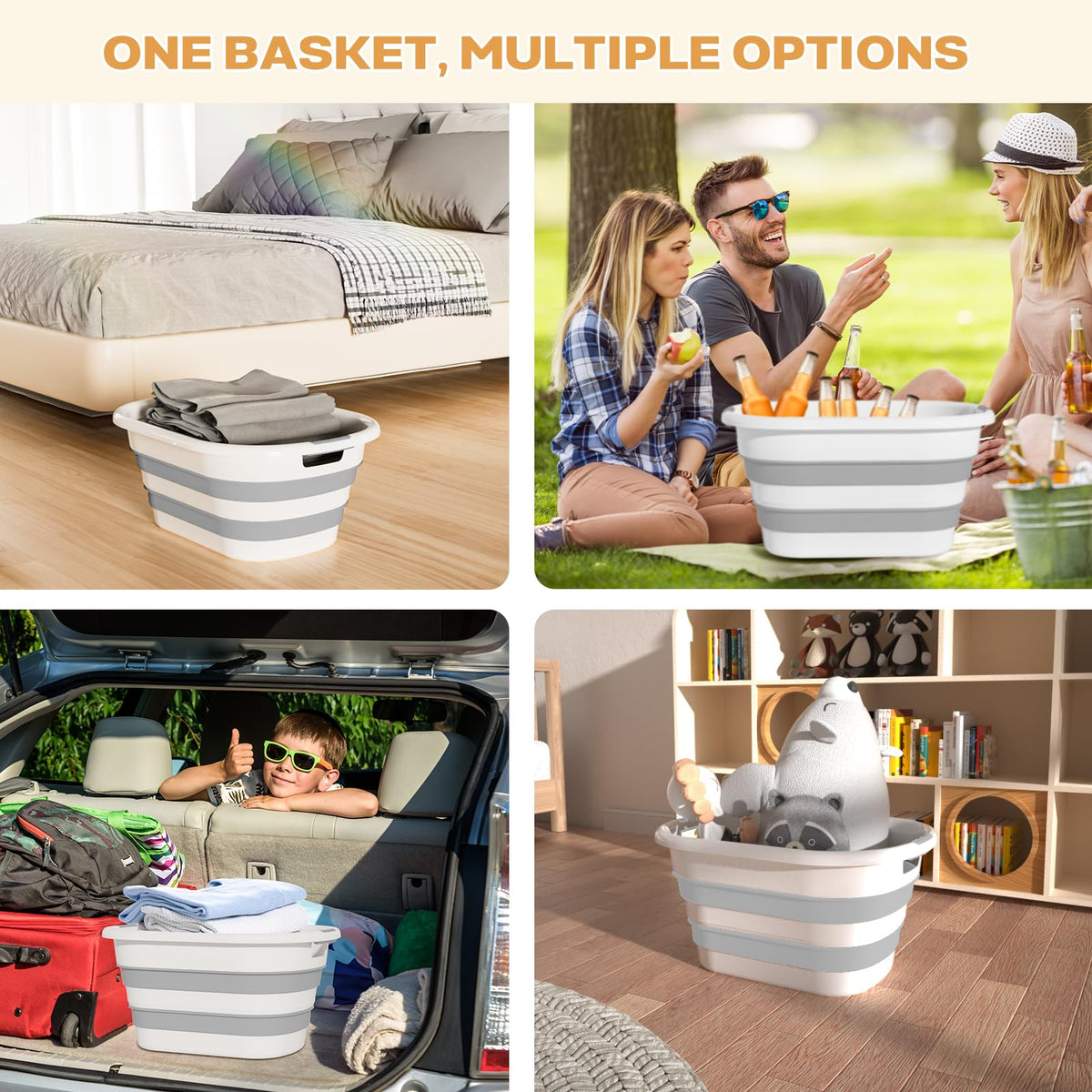 OOAMBB collapsible laundry basket features non-slip dual grip handles for easy carrying.