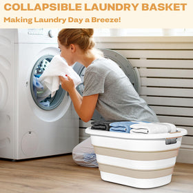 OOAMBB 43L pop-up laundry hamper shows large capacity for full loads