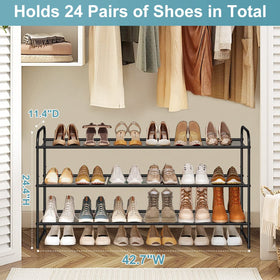 AOODA metal shoe rack with wire grid provides sturdy organization
