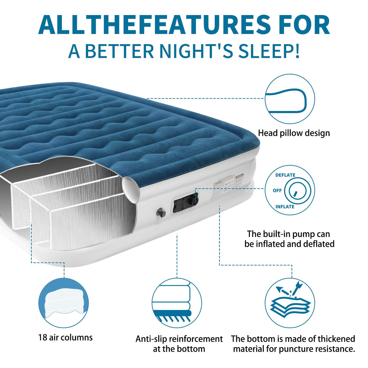 ooiloln inflatable mattress with compact storage bag fits small spaces
