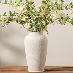 OOIT ceramic flower vase 11-inch white for elegant tabletop decor and fresh-cut blooms.