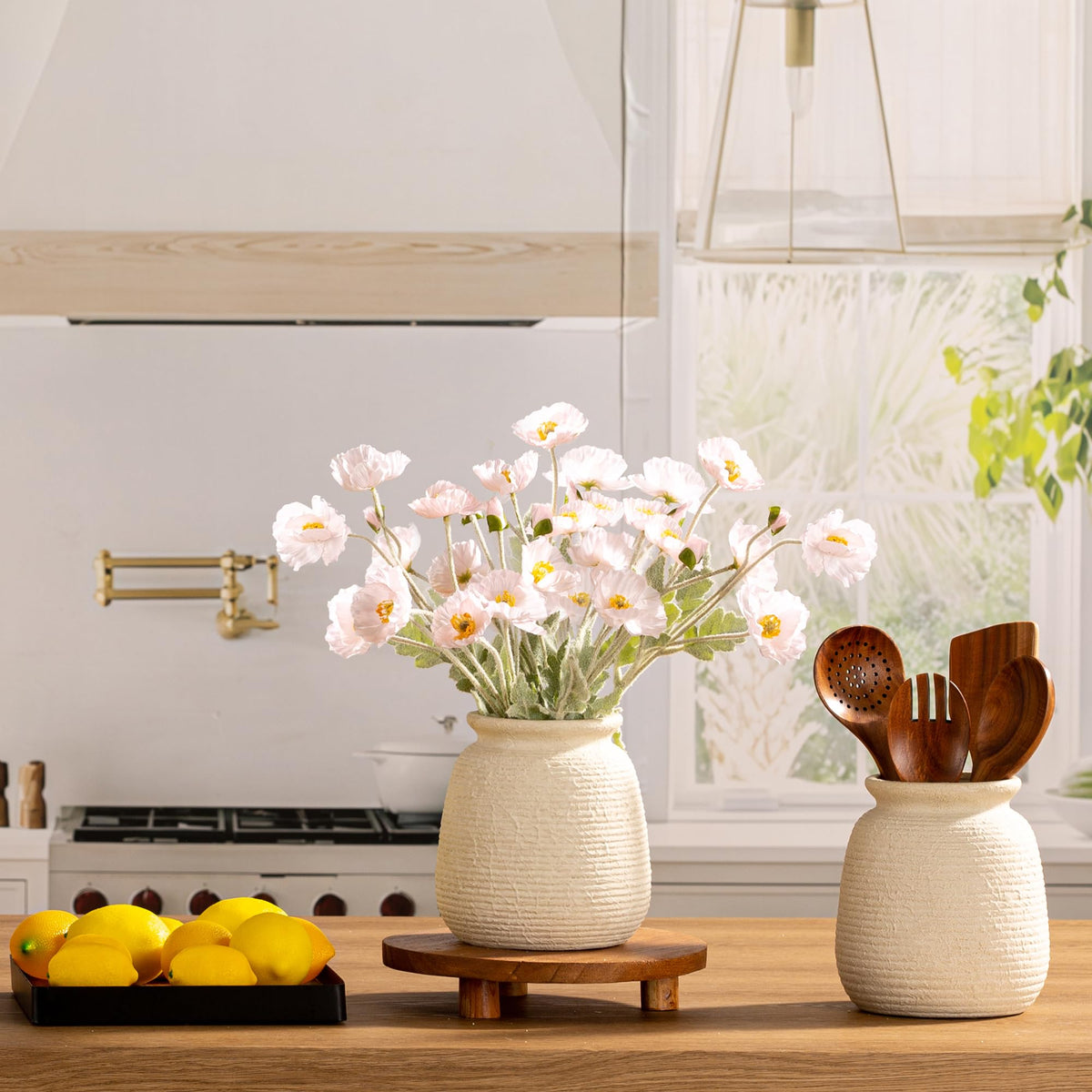 OOIT rustic white vase suits bohemian and farmhouse decor styles