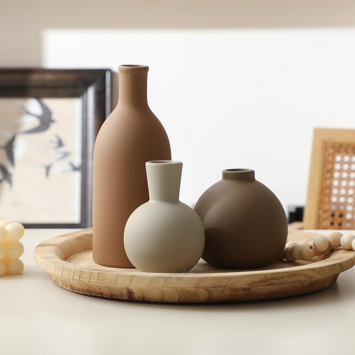 OOIT vase trio pairs well with pampas grass or artificial greenery.