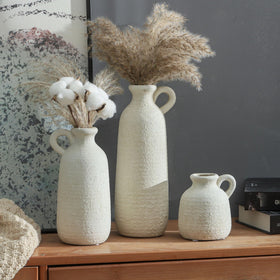 OOIT ceramic vase set of 3 with handle, pairs well with rustic decor.