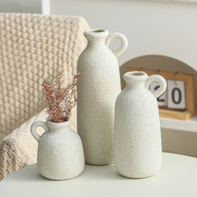 OOIT ceramic vase set of 3 with handle, water-safe interior for fresh stems.