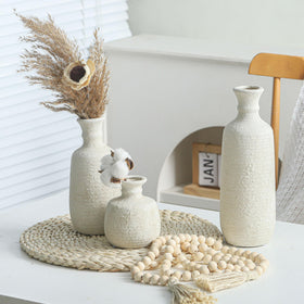 OOIT neutral vases on a console project boho farmhouse vibes