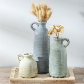 ooit ceramic vase set 3 neutral-handled — versatile centerpiece for living room decor